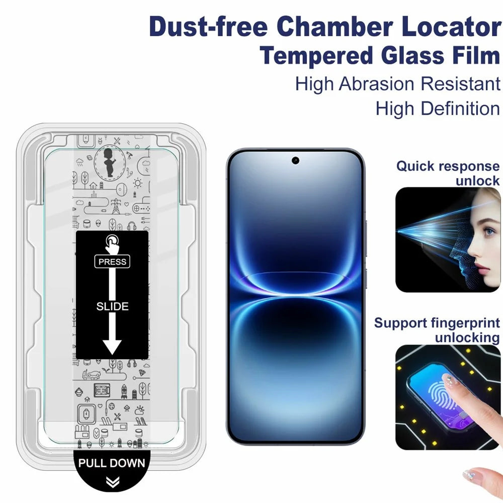 IMAK H Series For vivo iQOO 15 Ultra 5G Tempered Glass Screen Protector Easy Installation Film with Auto Dust-Remove Tool - Transparent Kit (NOT Complete Covering) (Fingerprint Unlock) - 3
