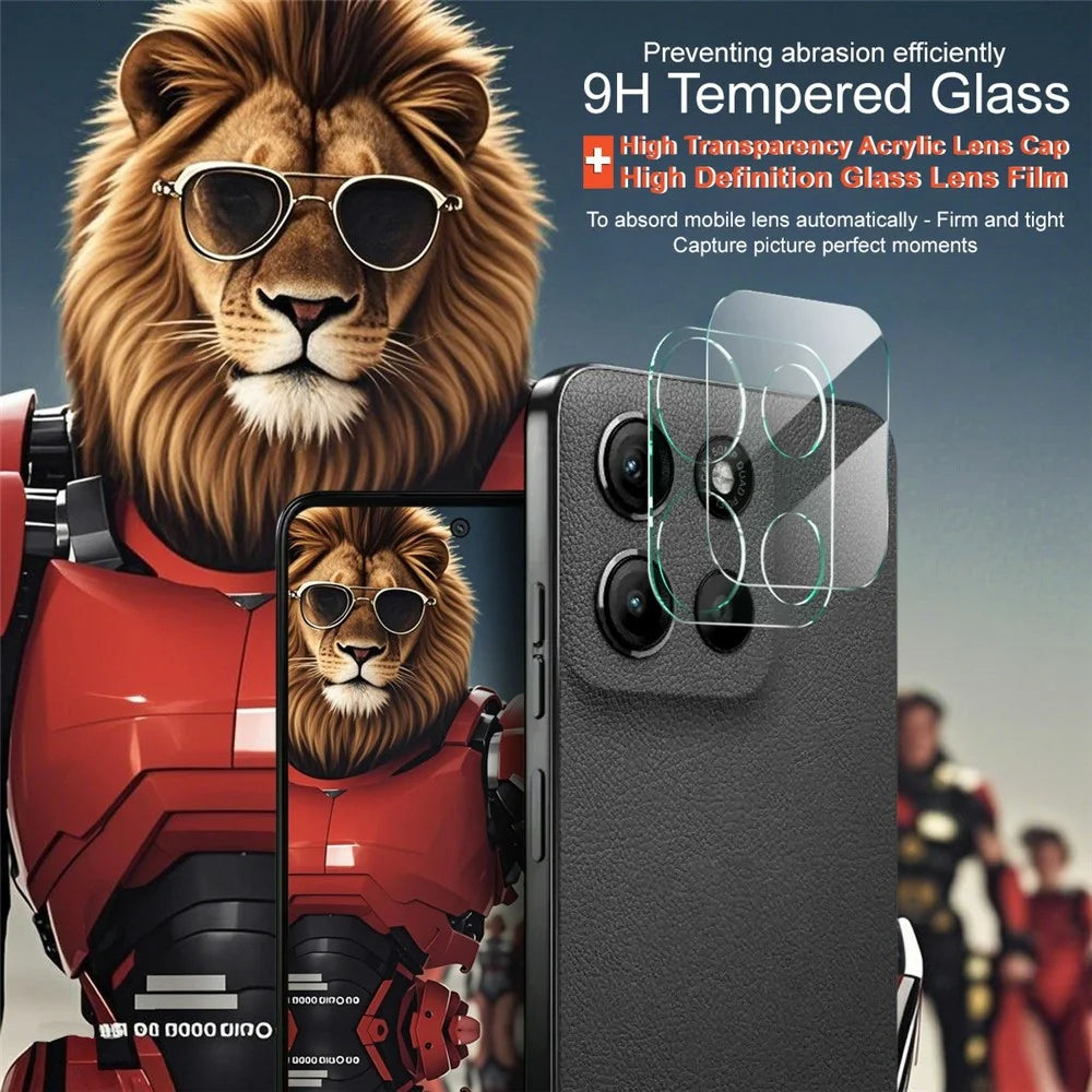 IMAK For Motorola Moto G17 Power 4G / G17 4G / G15 4G / G15 Power 4G Tempered Glass Full Cover Camera Lens Protector + Acrylic Lens Cap - Transparent - 3
