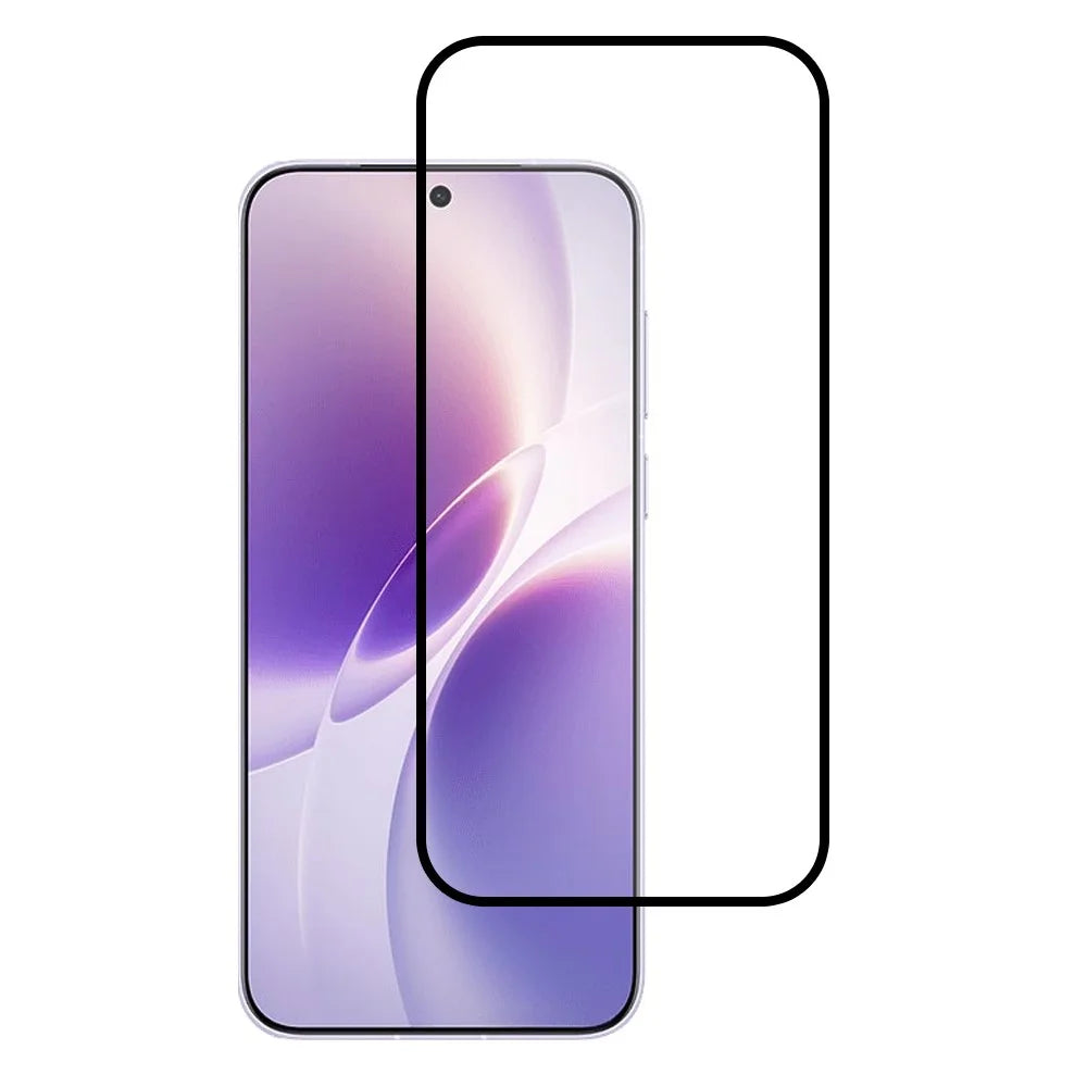 For vivo X300s 5G Full Screen Protector Full Glue Arc Edge HD High Aluminium-silicon Glass Film with Black Silk Print Edge (Fingerprint Unlock) - Transparent - 1
