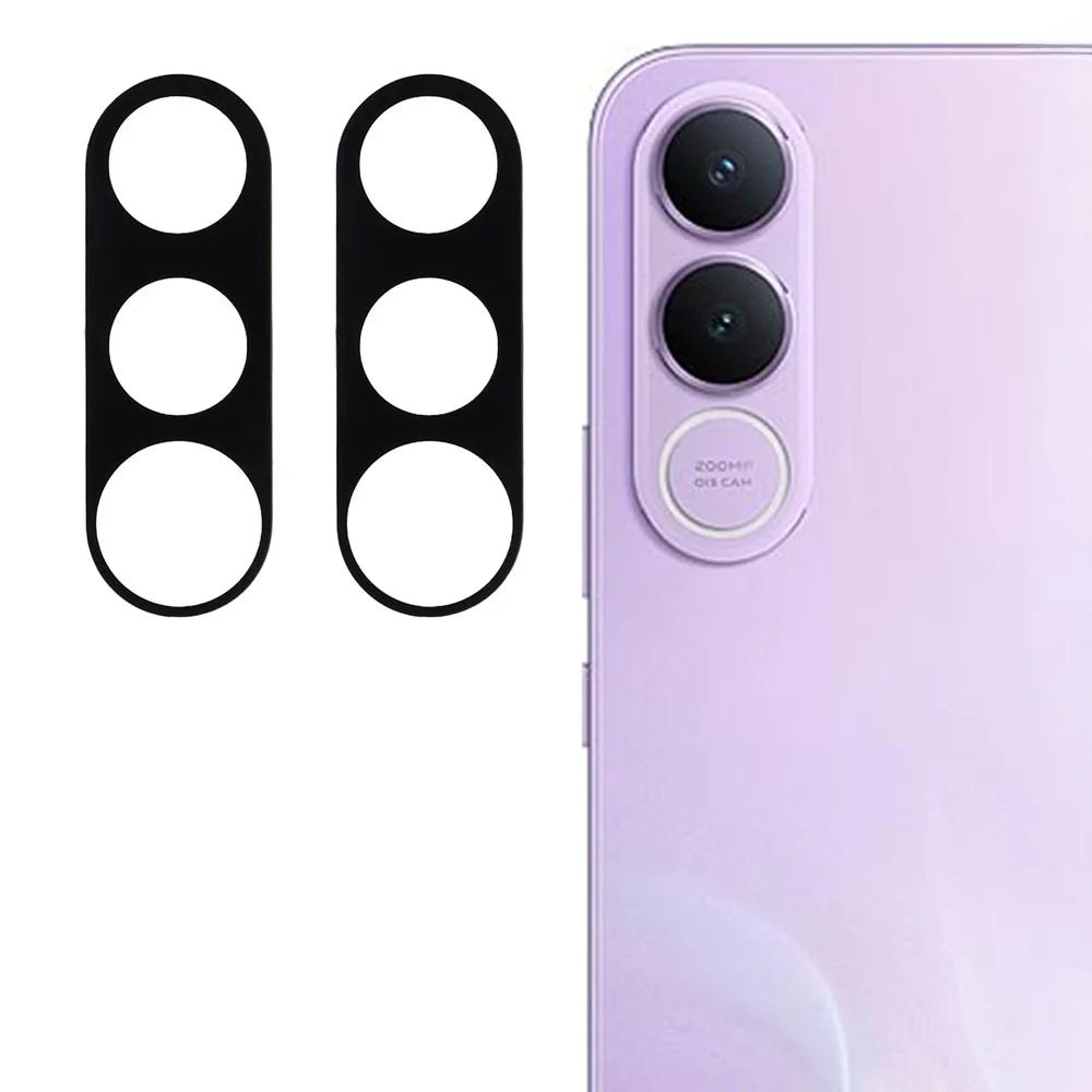 2Pcs For vivo V70 FE 5G Full Coverage Camera Lens Protector Silk Printing Tempered Glass Lens Film 3D Arc Edge - Black - 1