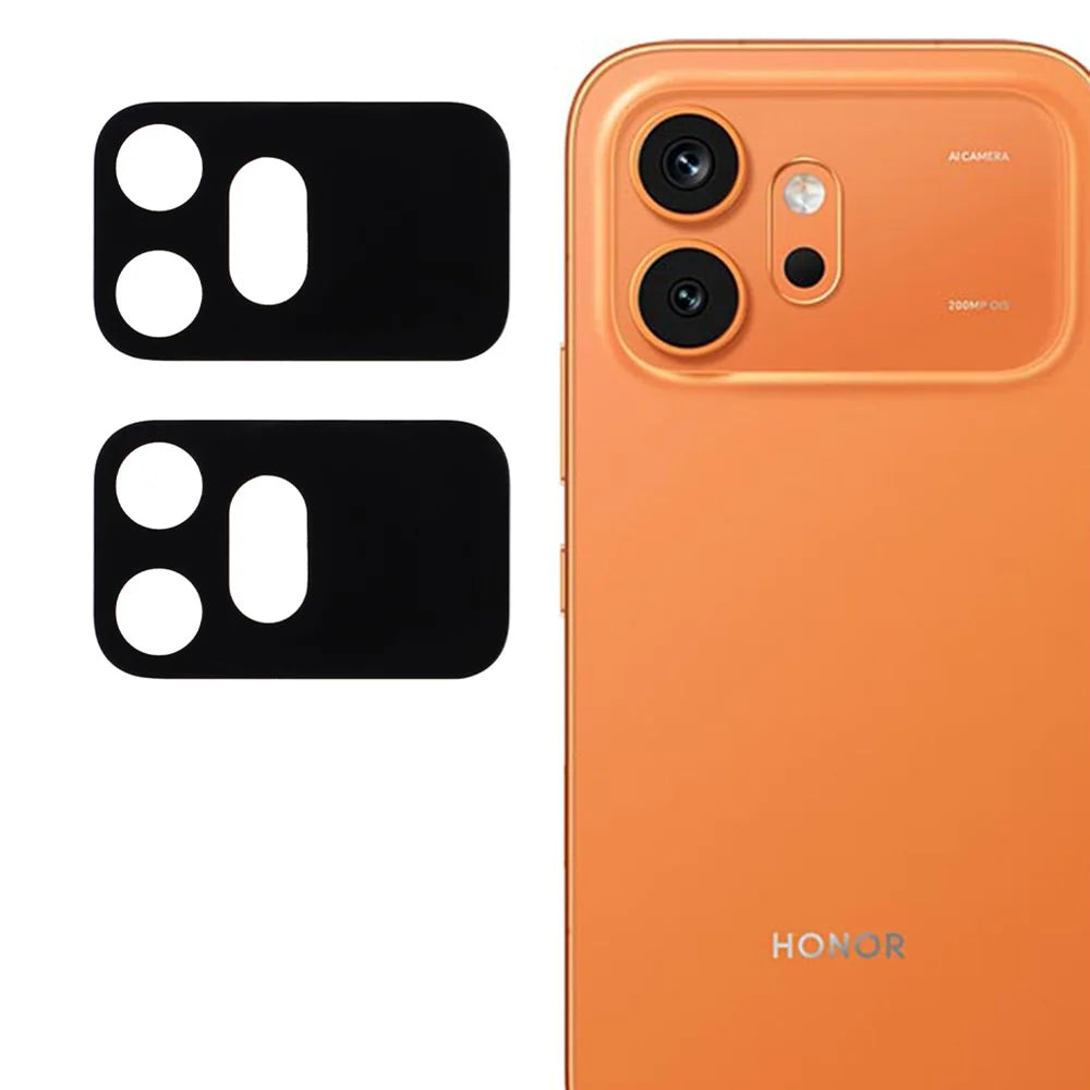 2Pcs For Honor 600 5G Full Coverage Camera Lens Protector Silk Printing Tempered Glass Lens Film 3D Arc Edge - Black - 1