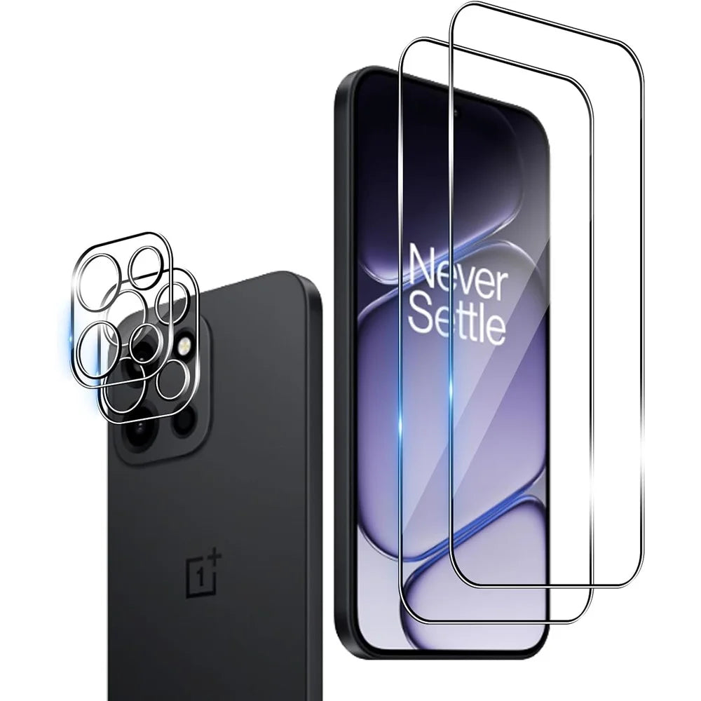 2Pcs For OnePlus Nord 6 5G Screen Protector 2.5D Arc Edge High Clarity Tempered Glass Film with Camera Lens Film - 1