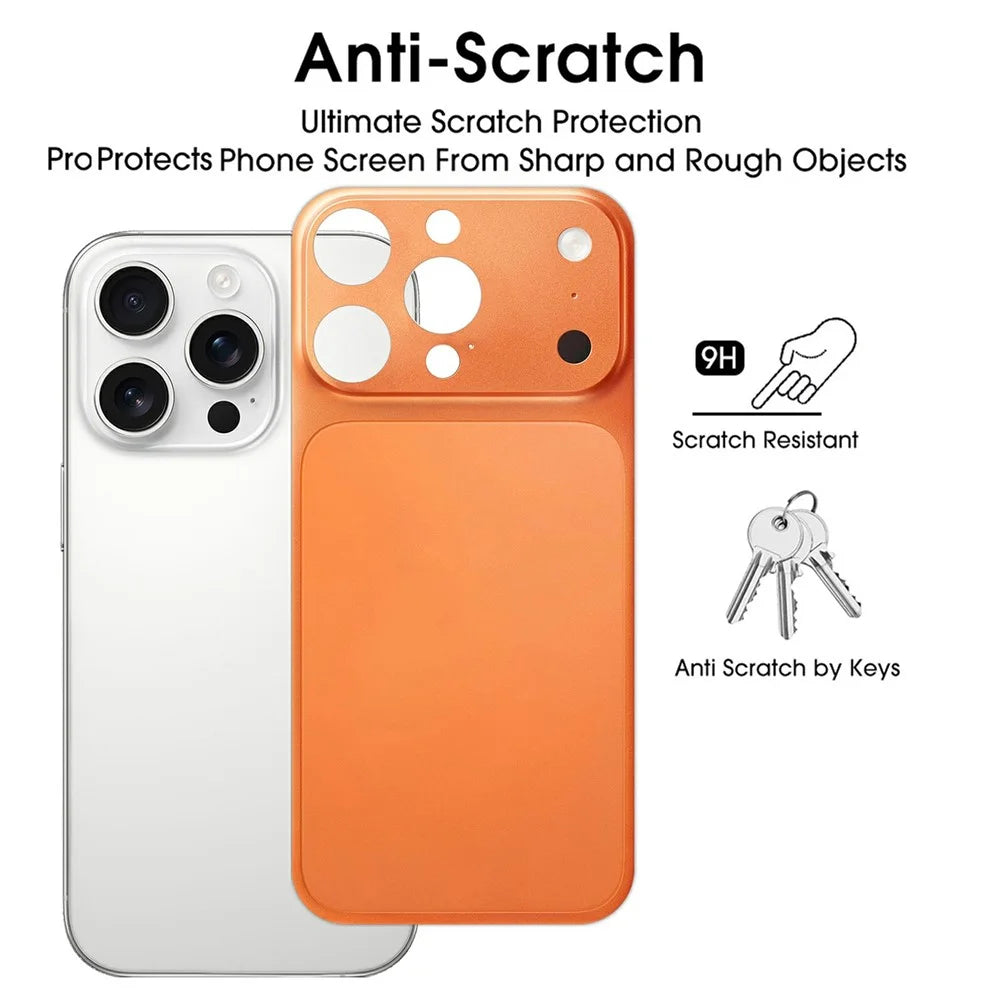For iPhone 16 Pro Max Back Film Transform to 17 Pro Max PET Matte Ultra-Thin Anti-Fingerprint Phone Back Cover - Orange - 3