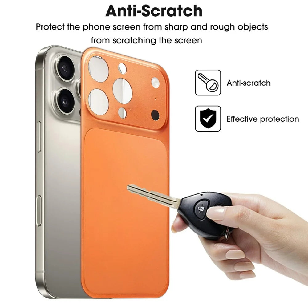 For iPhone 16 Pro Max Back Film Transform to 17 Pro Max PET Matte Ultra-Thin Anti-Fingerprint Phone Back Cover - Orange - 4