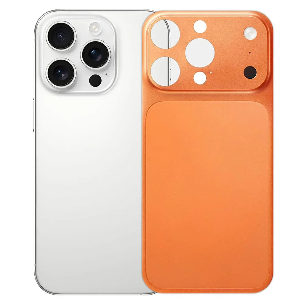 For iPhone 16 Pro Back Film Transform to 17 Pro PET Matte Ultra-Thin Anti-Fingerprint Phone Back Cover - Orange - 1