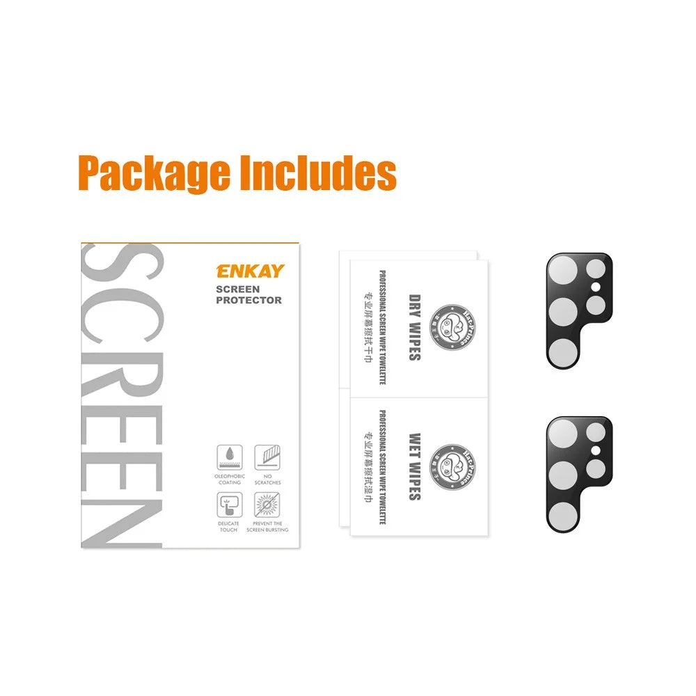 ENKAY HAT PRINCE 2Pcs For Samsung Galaxy S23 Ultra Camera Lens Protector Anti-scratch Ultra Clear Tempered Glass Lens Film - Black - 7