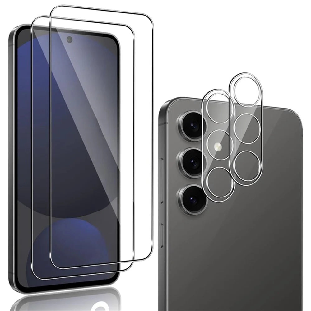 2Pcs For Samsung Galaxy A27 5G Screen Protector 2.5D Arc Edge High Clarity Tempered Glass Film with Camera Lens Film - 1