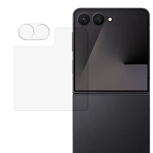 For Samsung Galaxy Z Flip8 3D Camera Lens Film + Arc Edge Tempered Glass Rear Screen Protector - Transparent - 1