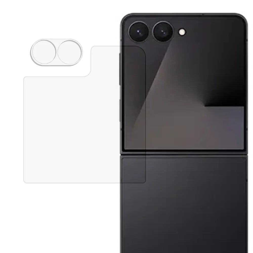 For Samsung Galaxy Z Flip8 3D Camera Lens Film + Arc Edge Tempered Glass Rear Screen Protector - Transparent - 1