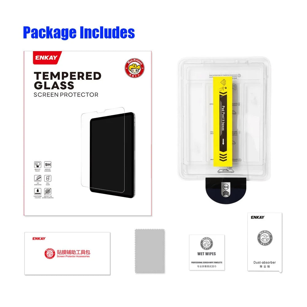 ENKAY HAT PRINCE 0.33mm Clear Film for iPad Air 11 (2026)  /  (2025)  /  (2024) Full Coverage Full Glue Tempered Glass Screen Protector with Installation Kit - Transparent - 7
