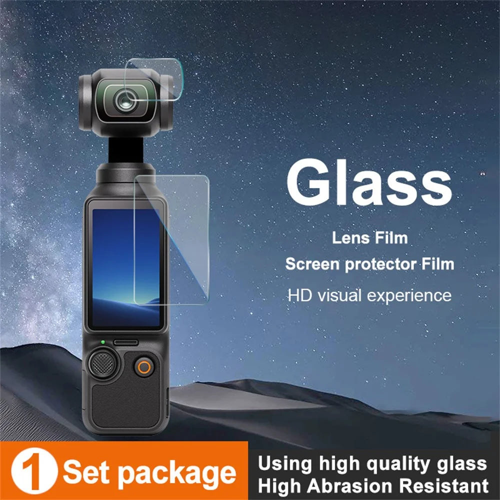 IMAK For DJI Osmo Pocket 4 Camera Tempered Glass Screen Protector + Lens Protector Kit - 3