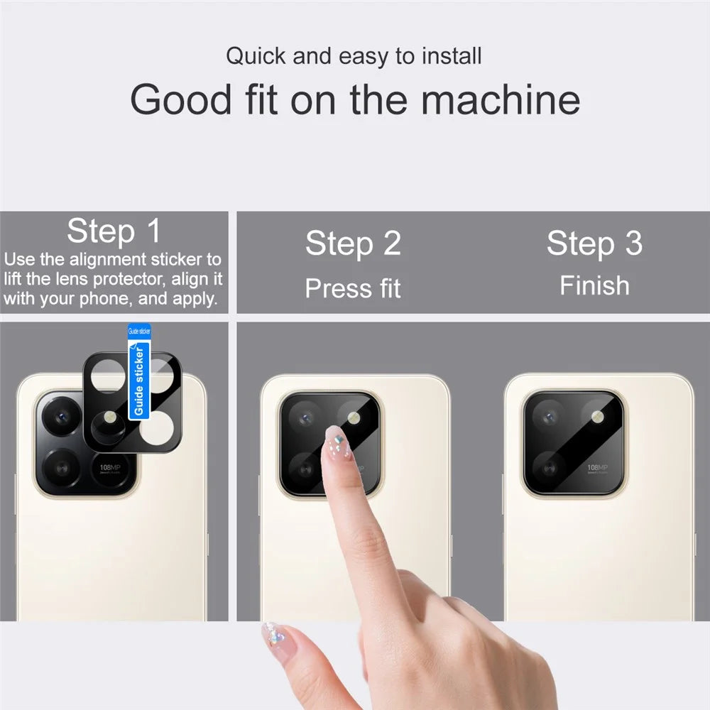 IMAK For Honor X7d 4G  /  400 Smart 4G  /  400 Smart 5G Camera Lens Protector Tempered Glass HD Clear Full Cover Lens Film - Black - 4