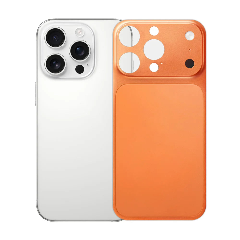 For iPhone 15 Pro Max Back Film Transform to 17 Pro Max PET Matte Ultra-Thin Anti-Fingerprint Phone Back Cover - Orange - 1