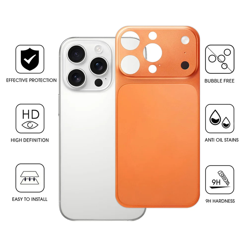 For iPhone 13 Pro Back Film Transform to 17 Pro PET Matte Ultra-Thin Anti-Fingerprint Phone Back Cover - Orange - 2