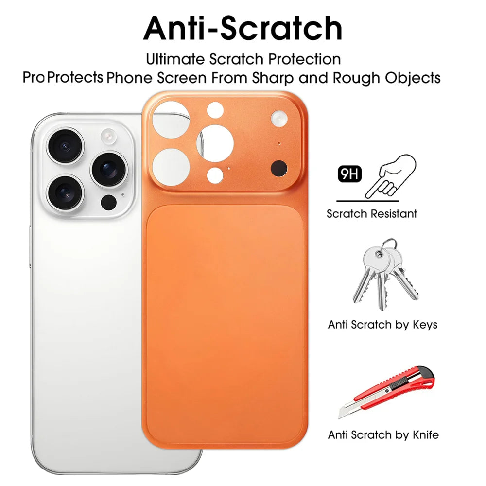For iPhone 13 Pro Back Film Transform to 17 Pro PET Matte Ultra-Thin Anti-Fingerprint Phone Back Cover - Orange - 3