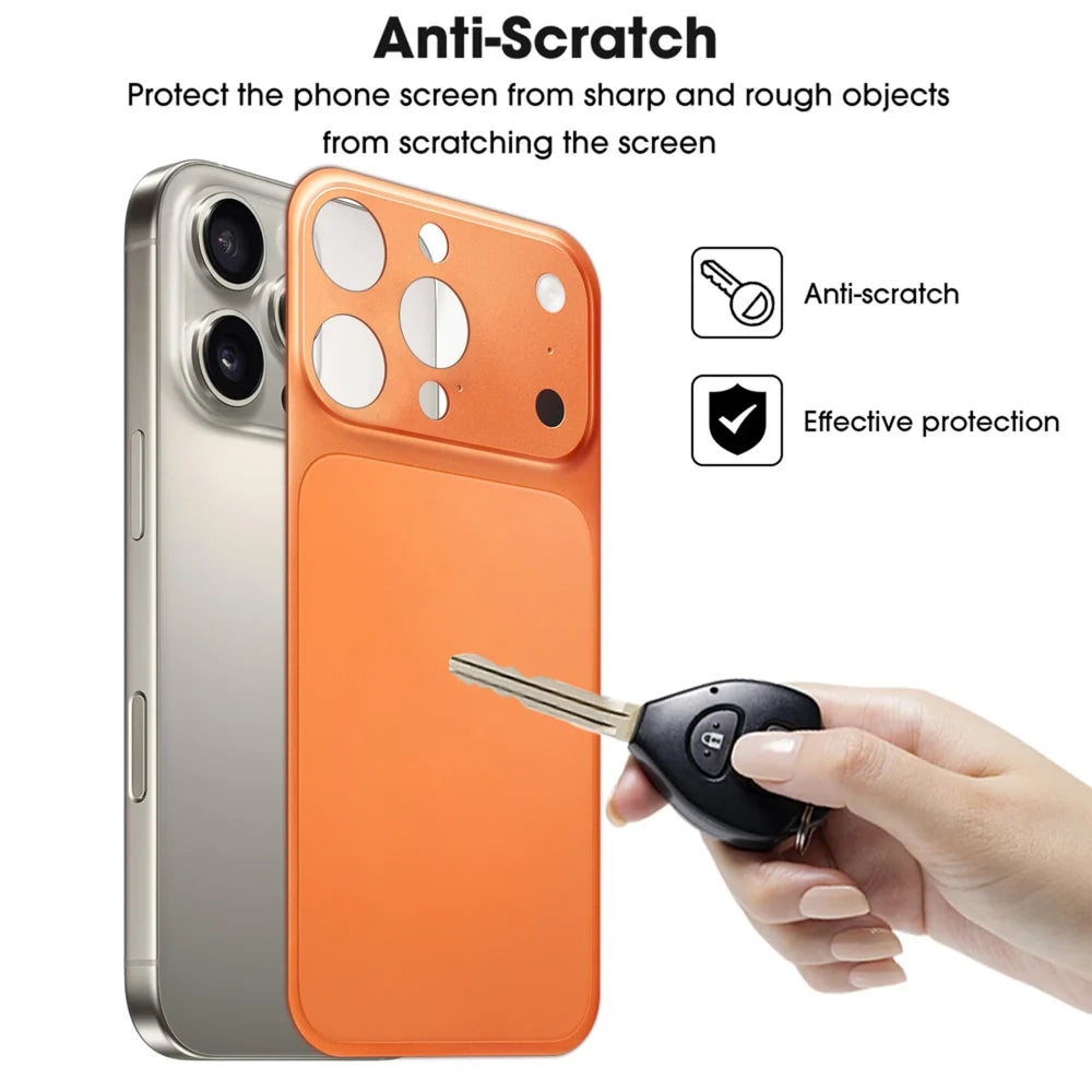 For iPhone 13 Pro Back Film Transform to 17 Pro PET Matte Ultra-Thin Anti-Fingerprint Phone Back Cover - Orange - 4