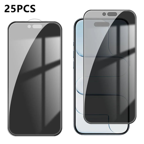 For iPhone Air 25Pcs Anti-spy Screen Protector Silk Printing High Aluminium-silicon Glass Full Cover Anti-fingerprint Privacy Film - Black - 1