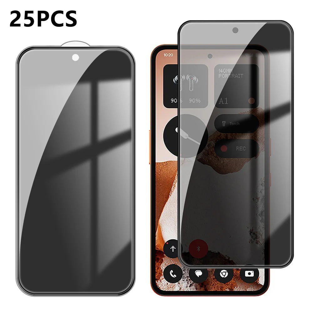 For Nothing CMF Phone 2 Pro 25Pcs Anti-spy Screen Protector Silk Printing High Aluminium-silicon Glass Full Cover Anti-fingerprint Privacy Film - Black - 1
