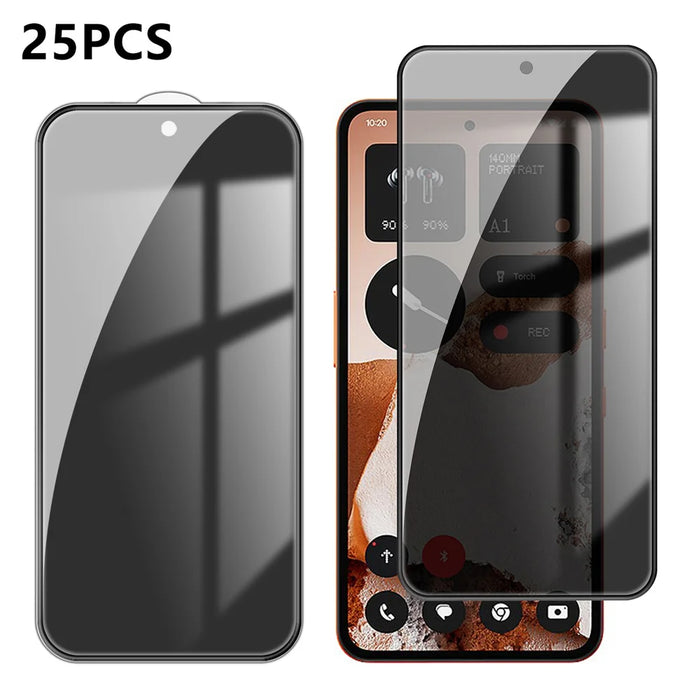 For Nothing CMF Phone 2 Pro 25Pcs Anti-spy Screen Protector Silk Printing High Aluminium-silicon Glass Full Cover Anti-fingerprint Privacy Film - Black - 1