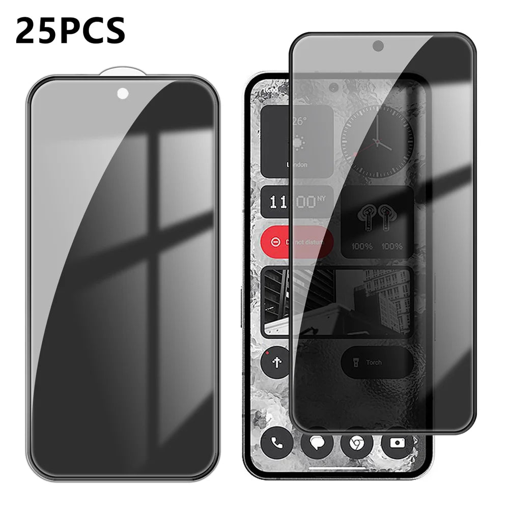 For Nothing Phone (2) 25Pcs Anti-spy Screen Protector Silk Printing High Aluminium-silicon Glass Full Cover Anti-fingerprint Privacy Film - Black - 1