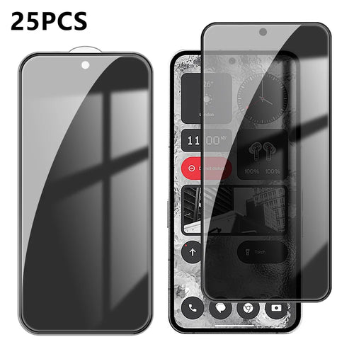 For Nothing Phone (2) 25Pcs Anti-spy Screen Protector Silk Printing High Aluminium-silicon Glass Full Cover Anti-fingerprint Privacy Film - Black - 1