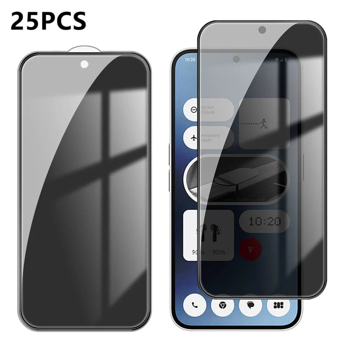 For Nothing Phone (2a) 25Pcs Anti-spy Screen Protector Silk Printing High Aluminium-silicon Glass Full Cover Anti-fingerprint Privacy Film - Black - 1