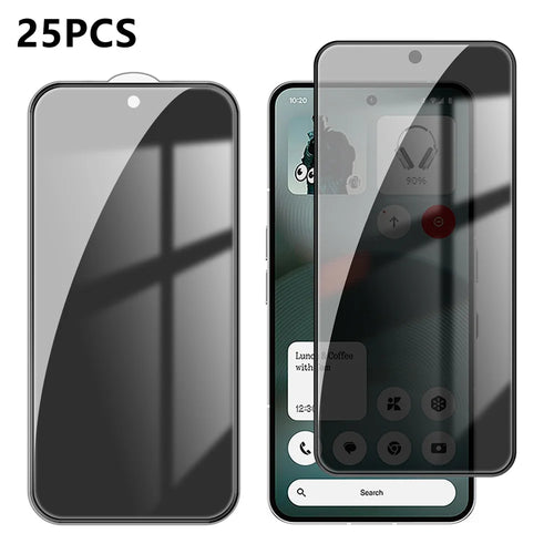 For Nothing Phone (3) 5G 25Pcs Anti-spy Screen Protector Silk Printing High Aluminium-silicon Glass Full Cover Anti-fingerprint Privacy Film - Black - 1