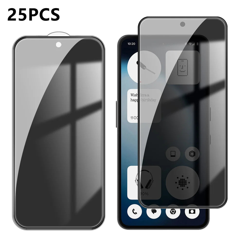 For Nothing Phone (3a) Lite 5G 25Pcs Anti-spy Screen Protector Silk Printing High Aluminium-silicon Glass Full Cover Anti-fingerprint Privacy Film - Black - 1