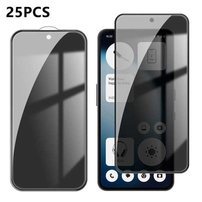 For Nothing Phone (3a) Lite 5G 25Pcs Anti-spy Screen Protector Silk Printing High Aluminium-silicon Glass Full Cover Anti-fingerprint Privacy Film - Black - 1