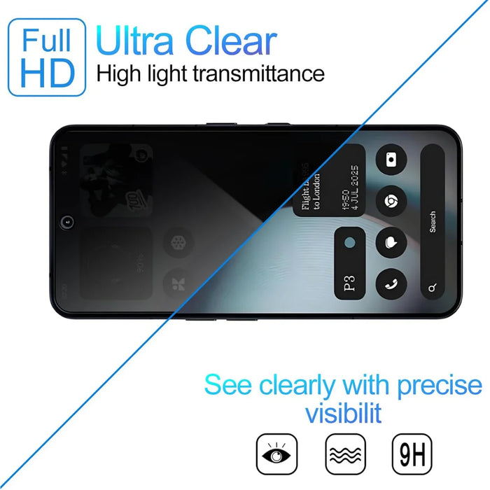 For Nothing Phone (3a) Lite 5G 25Pcs Anti-spy Screen Protector Silk Printing High Aluminium-silicon Glass Full Cover Anti-fingerprint Privacy Film - Black - 6