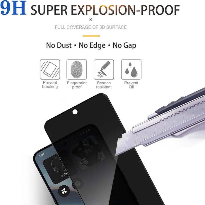 For Nothing Phone (3a) Pro 25Pcs Anti-spy Screen Protector Silk Printing High Aluminium-silicon Glass Full Cover Anti-fingerprint Privacy Film - Black - 5