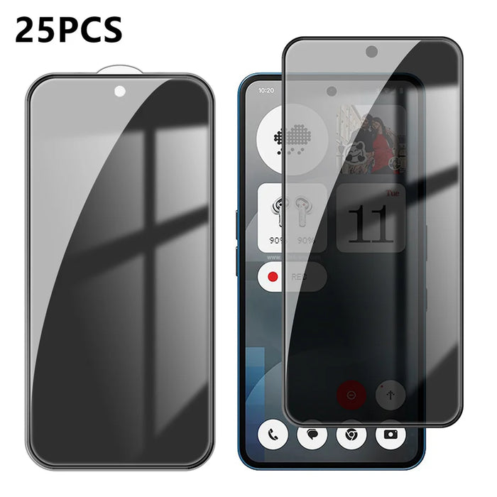 For Nothing Phone (3a) 25Pcs Anti-spy Screen Protector Silk Printing High Aluminium-silicon Glass Full Cover Anti-fingerprint Privacy Film - Black - 1