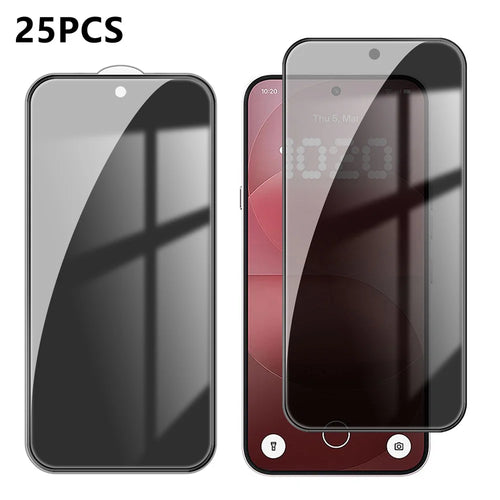 For Nothing Phone (4a) Pro 25Pcs Anti-spy Screen Protector Silk Printing High Aluminium-silicon Glass Full Cover Anti-fingerprint Privacy Film - Black - 1