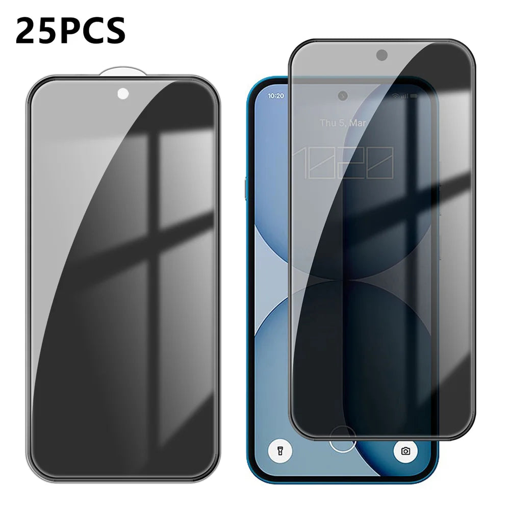 For Nothing Phone (4a) 25Pcs Anti-spy Screen Protector Silk Printing High Aluminium-silicon Glass Full Cover Anti-fingerprint Privacy Film - Black - 1