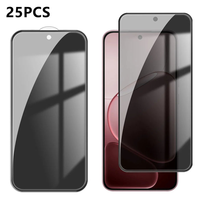 For Oppo A6 4G 25Pcs Anti-spy Screen Protector Silk Printing High Aluminium-silicon Glass Full Cover Anti-fingerprint Privacy Film - Black - 1