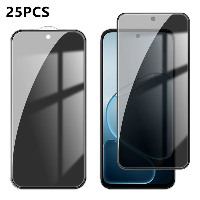 For Oppo A6t Pro 4G 25Pcs Anti-spy Screen Protector Silk Printing High Aluminium-silicon Glass Full Cover Anti-fingerprint Privacy Film - Black - 1