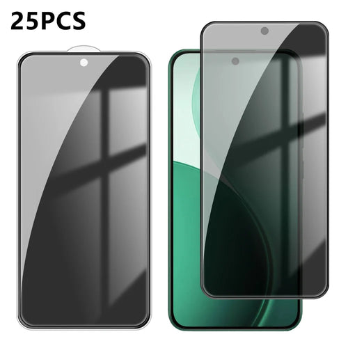 For Oppo F33 5G 25Pcs Anti-spy Screen Protector Silk Printing High Aluminium-silicon Glass Full Cover Anti-fingerprint Privacy Film - Black - 1