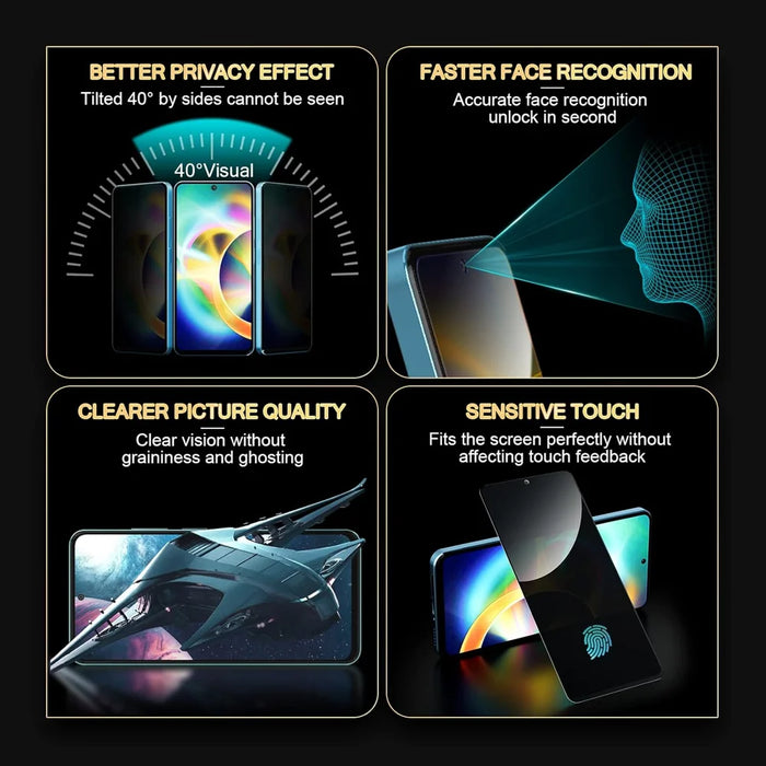 For Oppo Reno15 5G (Global) 25Pcs Anti-spy Screen Protector Silk Printing High Aluminium-silicon Glass Full Cover Anti-fingerprint Privacy Film - Black - 6