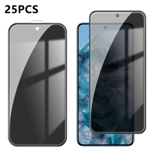 For Google Pixel 8 Pro 25Pcs Anti-spy Screen Protector Silk Printing High Aluminium-silicon Glass Full Cover Anti-fingerprint Privacy Film - Black - 1