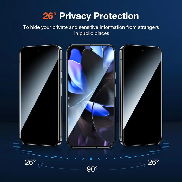 For Google Pixel 9 Pro 25Pcs Anti-spy Screen Protector Silk Printing High Aluminium-silicon Glass Full Cover Anti-fingerprint Privacy Film - Black - 3