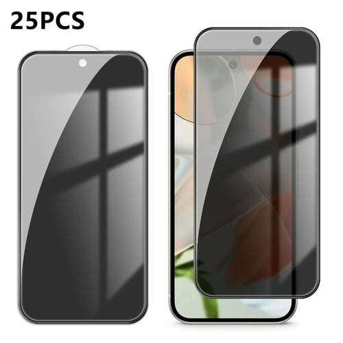 For Google Pixel 9 25Pcs Anti-spy Screen Protector Silk Printing High Aluminium-silicon Glass Full Cover Anti-fingerprint Privacy Film - Black - 1