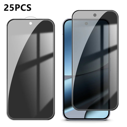 For Google Pixel 10 Pro XL 25Pcs Anti-spy Screen Protector Silk Printing High Aluminium-silicon Glass Full Cover Anti-fingerprint Privacy Film - Black - 1