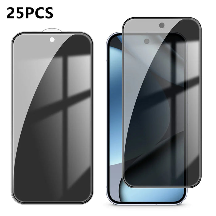 For Google Pixel 10 Pro 25Pcs Anti-spy Screen Protector Silk Printing High Aluminium-silicon Glass Full Cover Anti-fingerprint Privacy Film - Black - 1