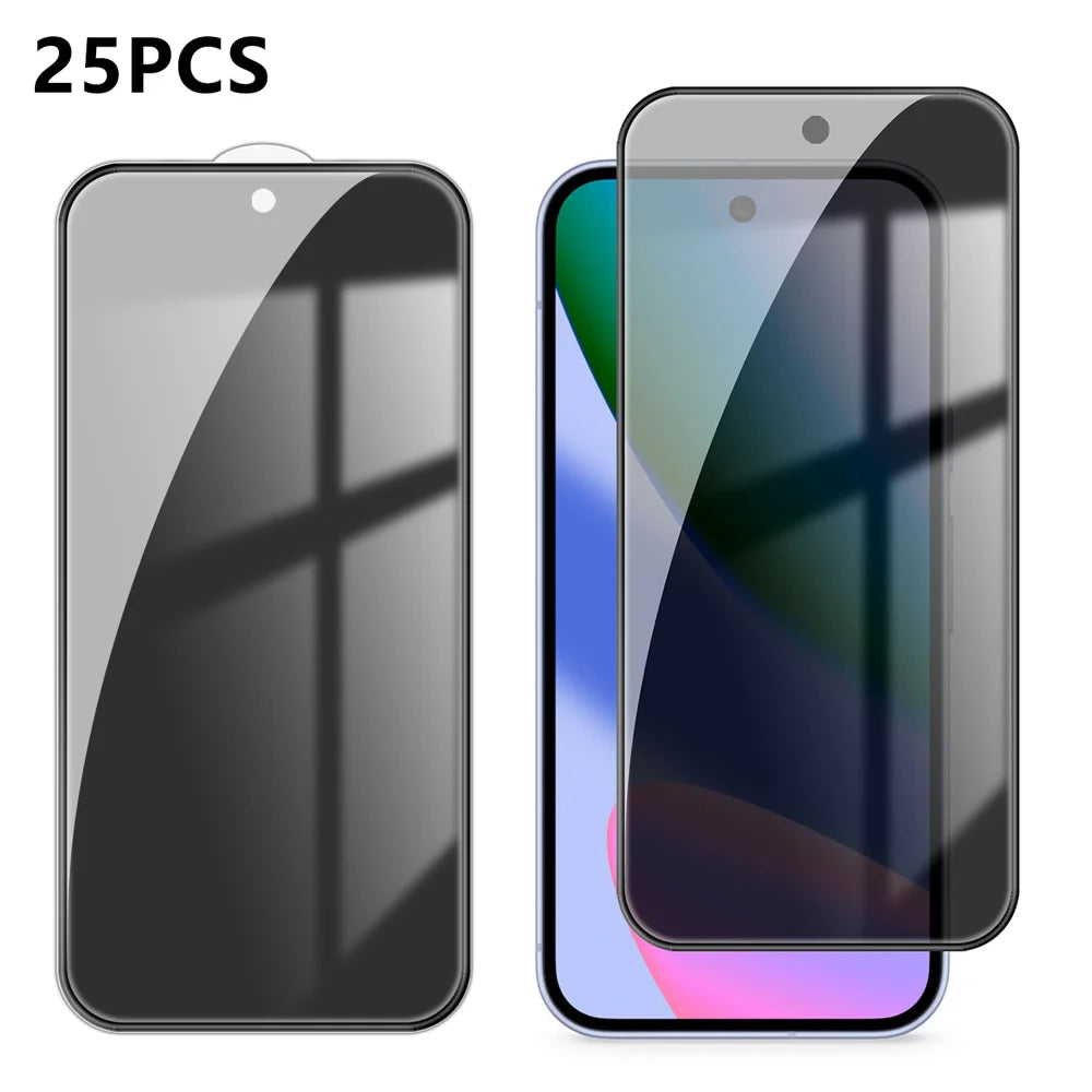 For Google Pixel 10 25Pcs Anti-spy Screen Protector Silk Printing High Aluminium-silicon Glass Full Cover Anti-fingerprint Privacy Film - Black - 1