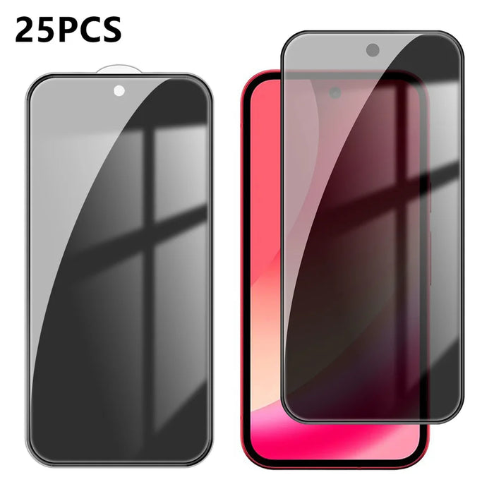 For Google Pixel 10a 25Pcs Anti-spy Screen Protector Silk Printing High Aluminium-silicon Glass Full Cover Anti-fingerprint Privacy Film - Black - 1