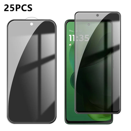 For Motorola Moto G Power (2025) 25Pcs Anti-spy Screen Protector Silk Printing High Aluminium-silicon Glass Full Cover Anti-fingerprint Privacy Film - Black - 1