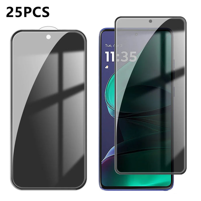For Motorola Moto G Stylus 5G (2025) 25Pcs Anti-spy Screen Protector Silk Printing High Aluminium-silicon Glass Full Cover Anti-fingerprint Privacy Film - Black - 1