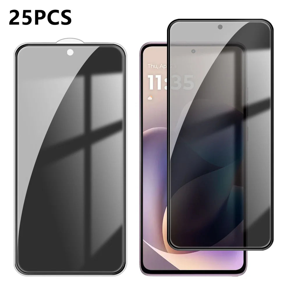 For Motorola Moto G Stylus (2026) 5G 25Pcs Anti-spy Screen Protector Silk Printing High Aluminium-silicon Glass Full Cover Anti-fingerprint Privacy Film - Black - 1