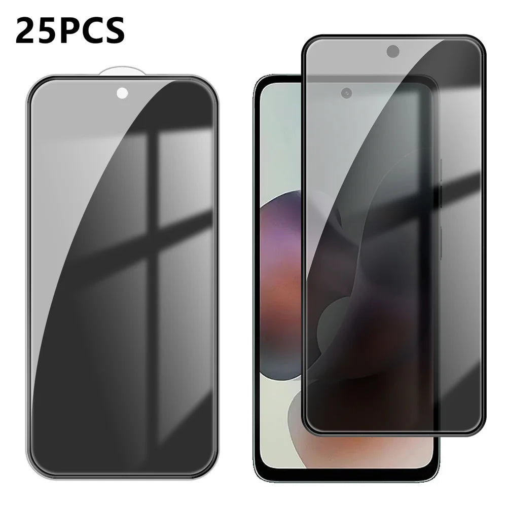 For Motorola Moto G36 5G 25Pcs Anti-spy Screen Protector Silk Printing High Aluminium-silicon Glass Full Cover Anti-fingerprint Privacy Film - Black - 1
