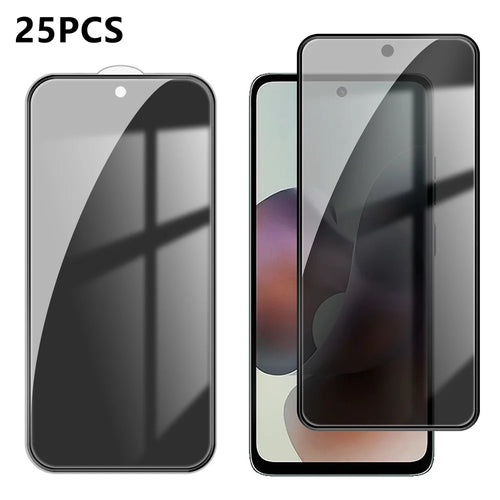 For Motorola Moto G36 5G 25Pcs Anti-spy Screen Protector Silk Printing High Aluminium-silicon Glass Full Cover Anti-fingerprint Privacy Film - Black - 1